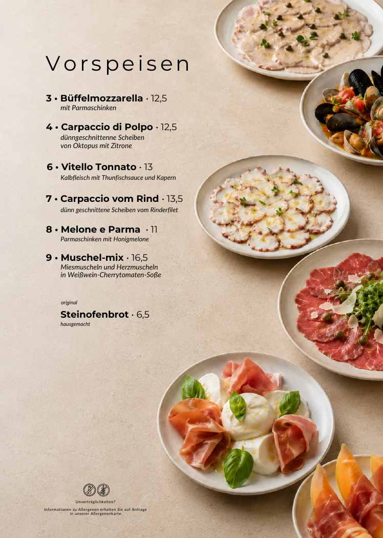 La Dolce Vita Speisekarte – Vorspeisen, Seite 3