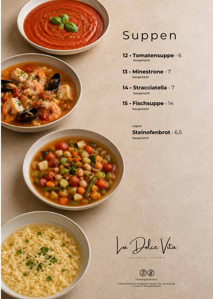 La Dolce Vita Speisekarte – Suppen, Seite 6