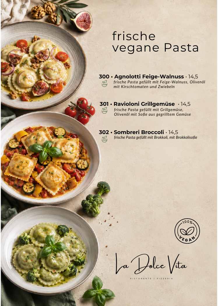 La Dolce Vita Speisekarte – Frische vegane Pasta, Seite 8
