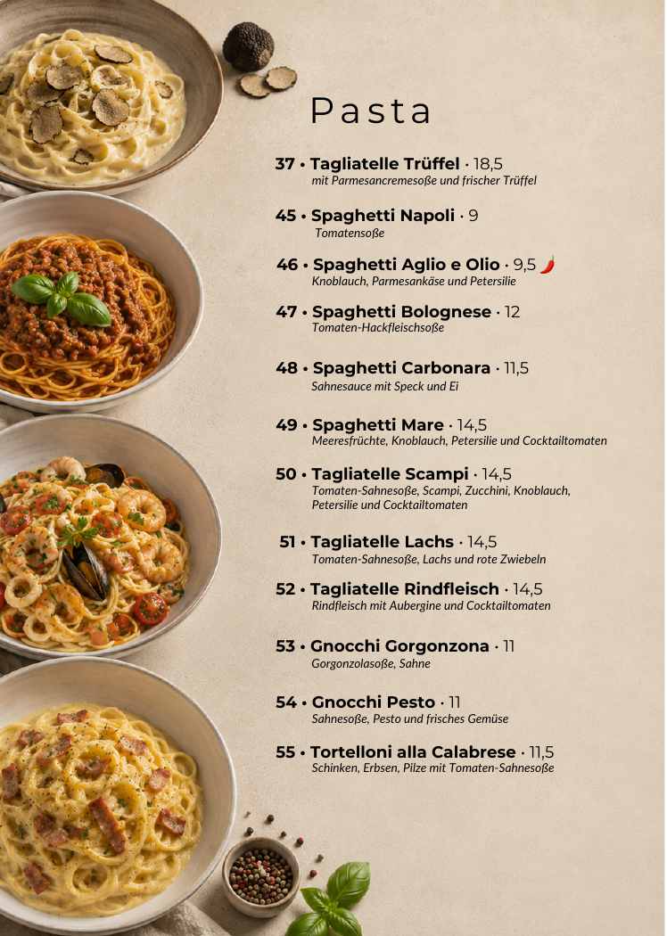 La Dolce Vita Speisekarte – Pasta, Seite 10