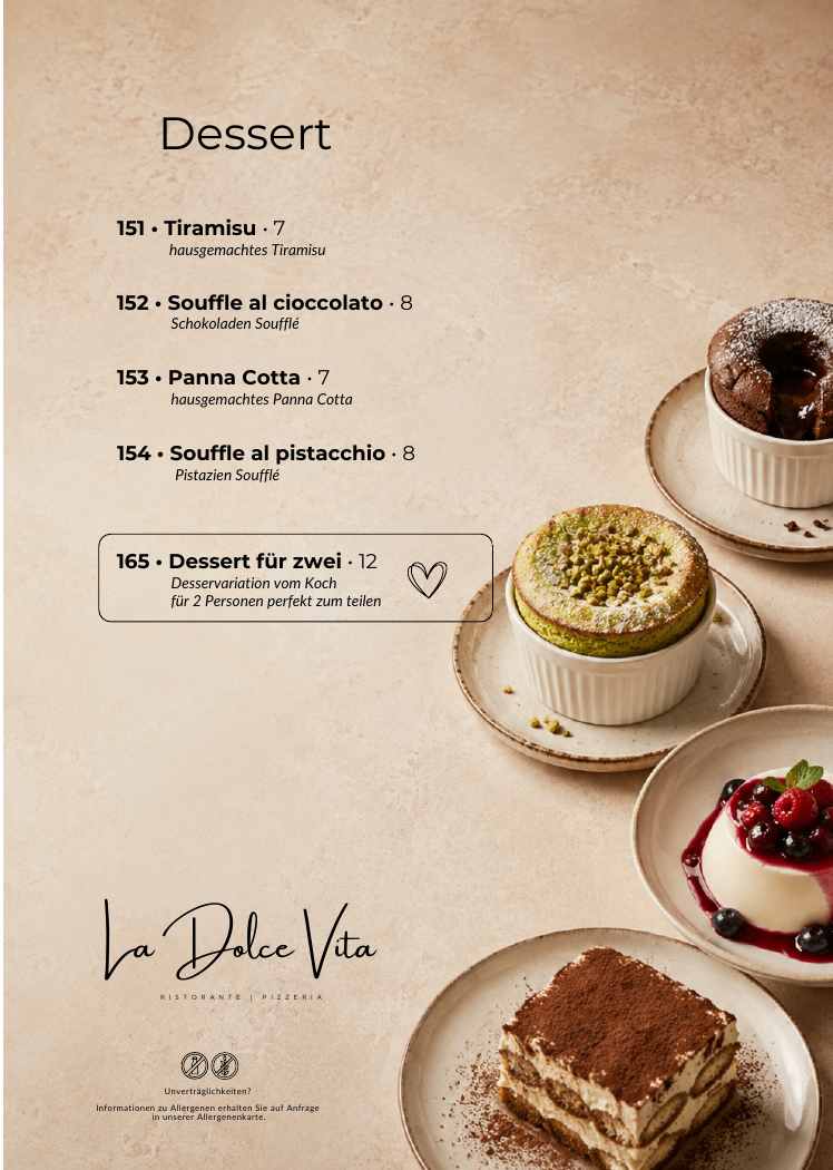 La Dolce Vita Speisekarte – Dessert, Seite 19